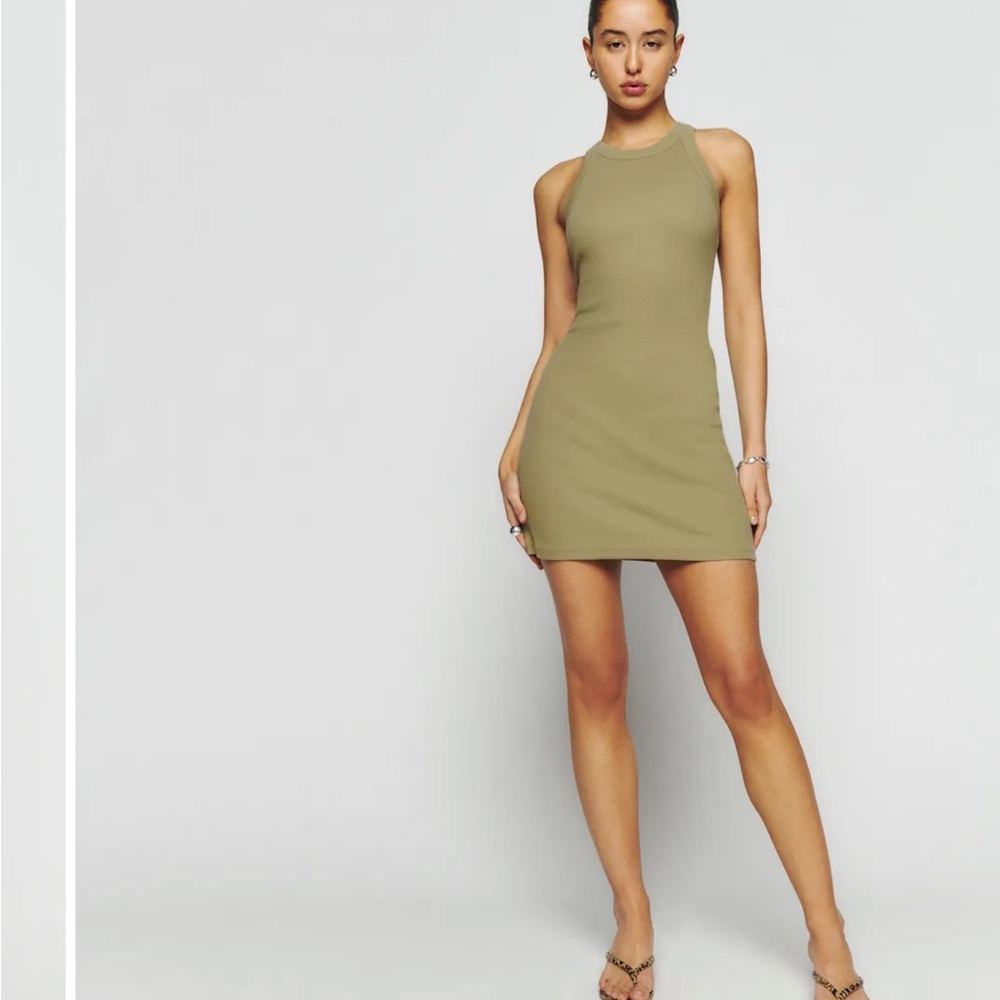 Reformation Loretta Knit Dress Olive Oil - Picture 1 of 3